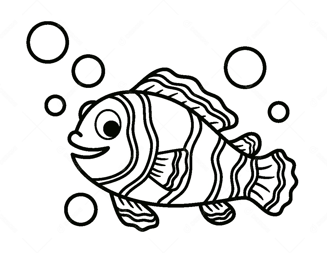 Desenho de um Peixe Para Colorir Vetor EPS