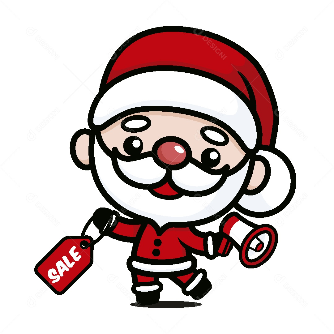 Papai Noel Anunciando Oferta Ilustração Vetor EPS