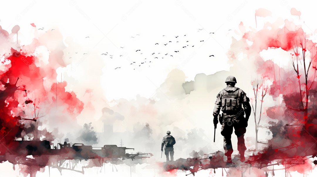 Aquarela Memorial Dia, lembrando os soldados caídos em todo o mundo 27 de maio Gen.