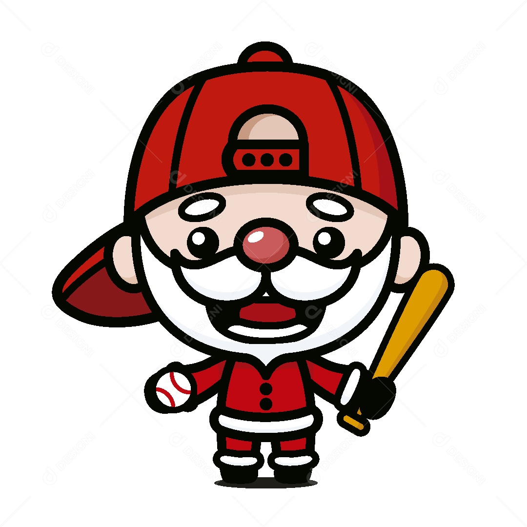 Papai Noel com taco de Beisebol Ilustração Vetor EPS