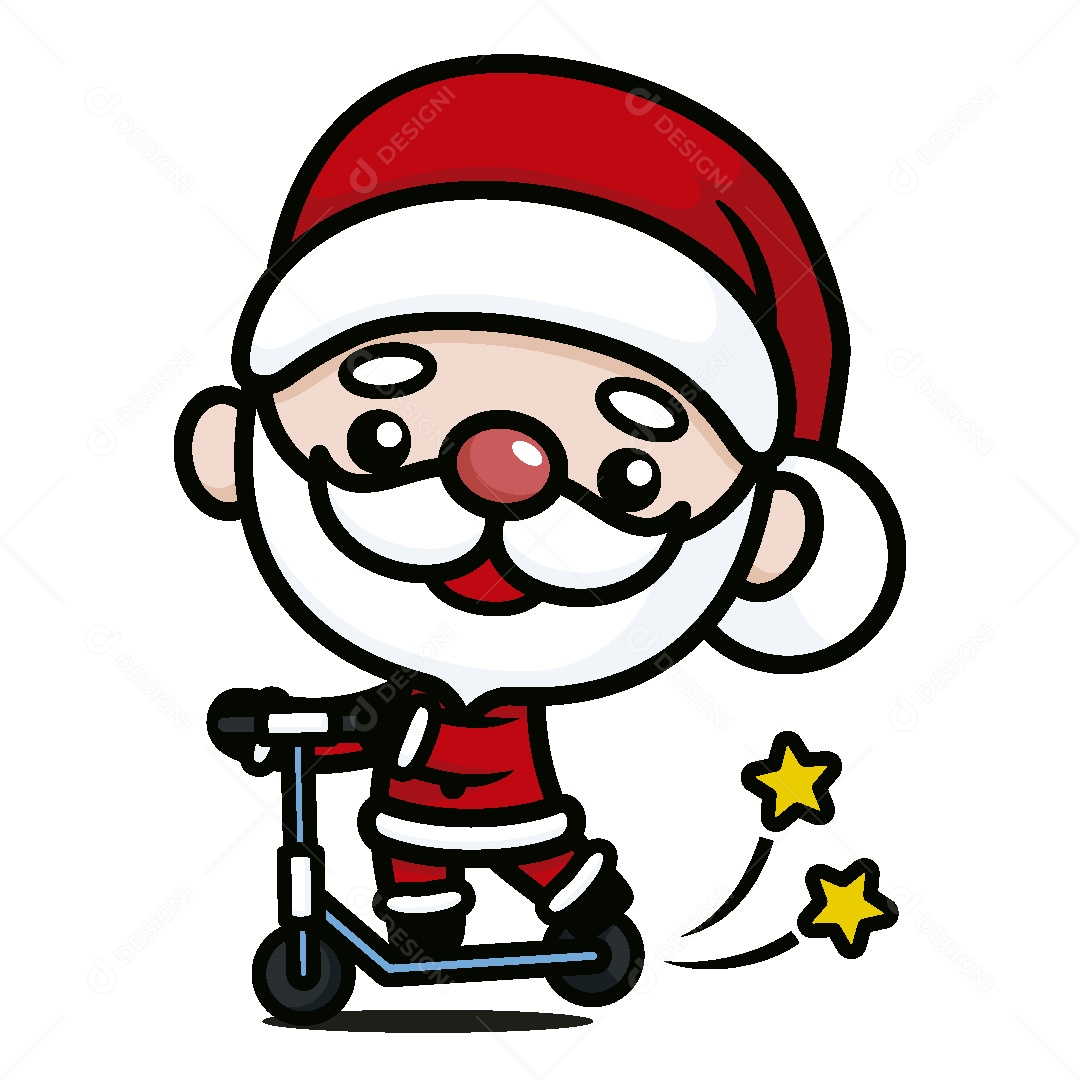 Papai Noel com um Patinete Ilustração Vetor EPS