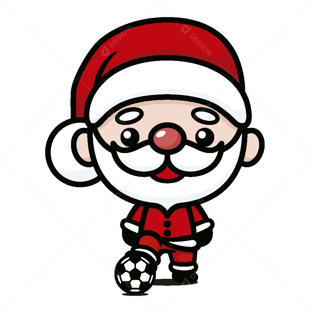 Papai Noel com uma Bola de Futebol Ilustração Vetor EPS