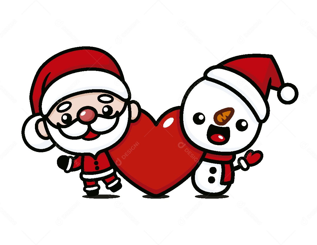 Papai Noel e Boneco de Neve de Natal Vetor EPS