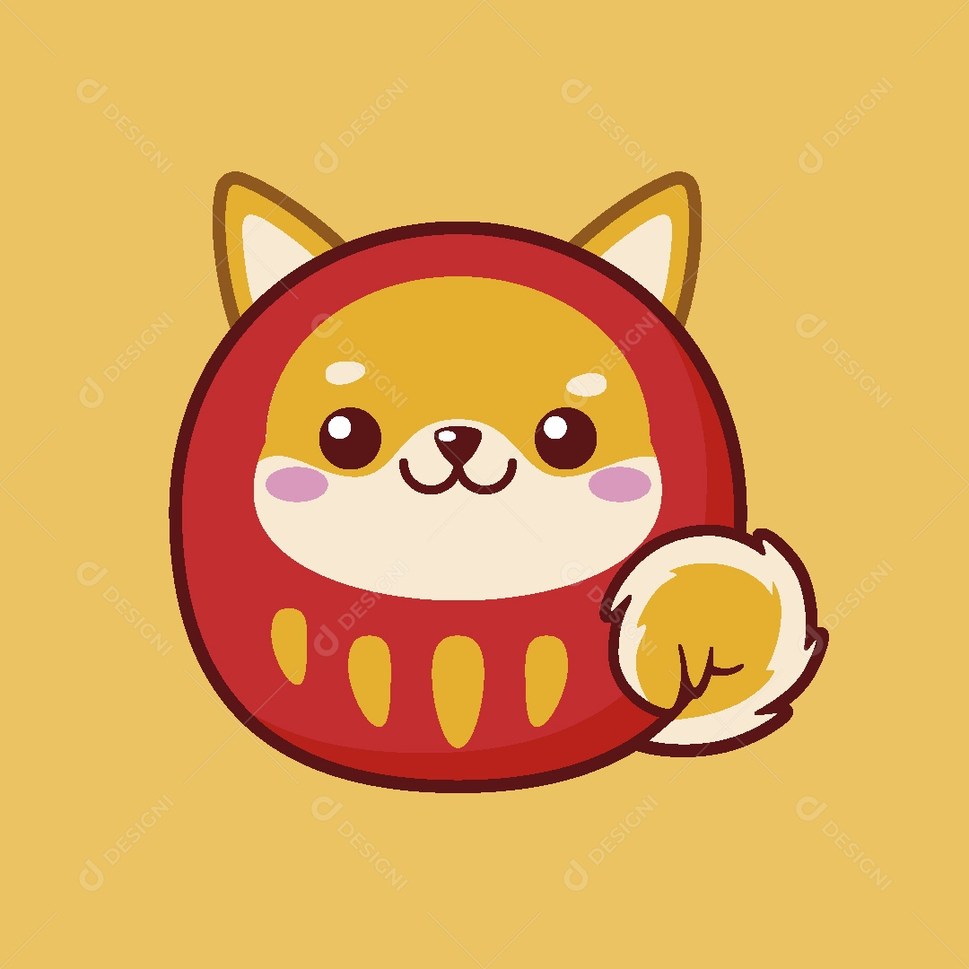 Cachorro Boneco Japonês Ilustração Vetor EPS