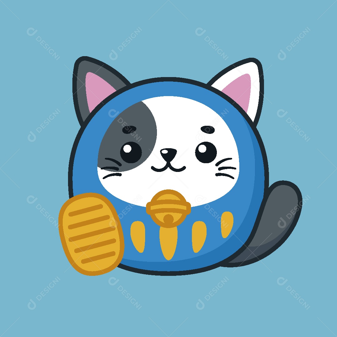 Gato da Sorte Boneco Japonês Ilustração Vetor EPS
