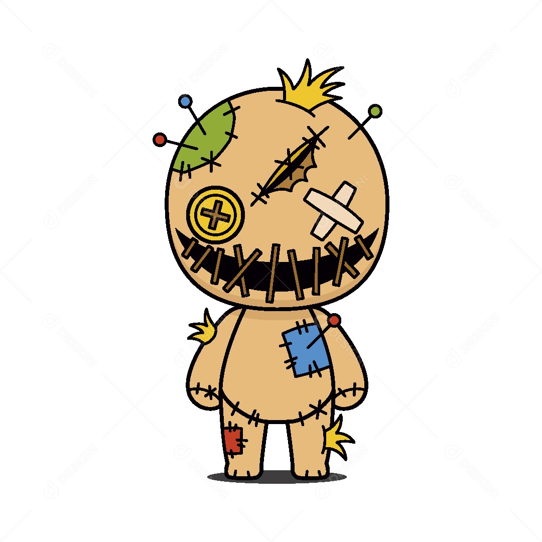 Boneco de Vudu Personagem do Halloween Vetor EPS