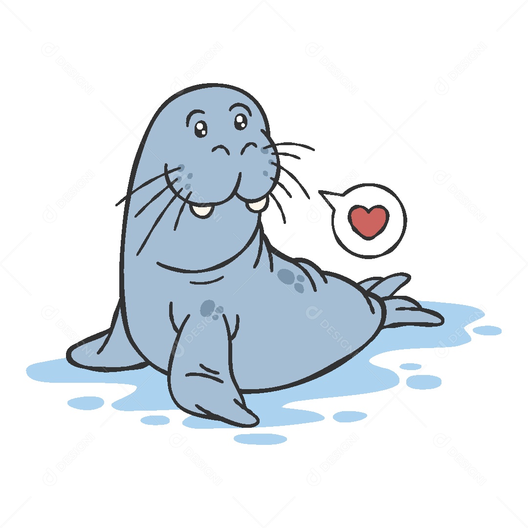 Morsa Perosngem de Desenho Animado Vetor EPS