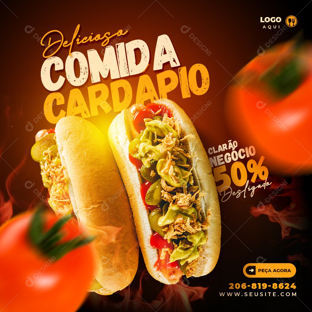 Social Media Cardápio Comida Lanchonete PSD Editável