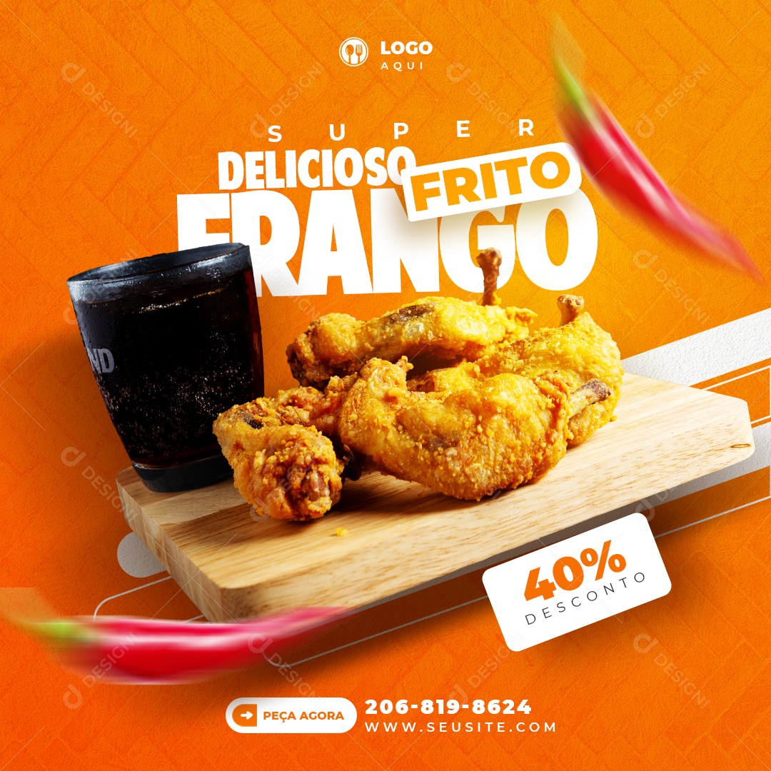 Super Delicioso Frango Frito Social Media PSD Editável