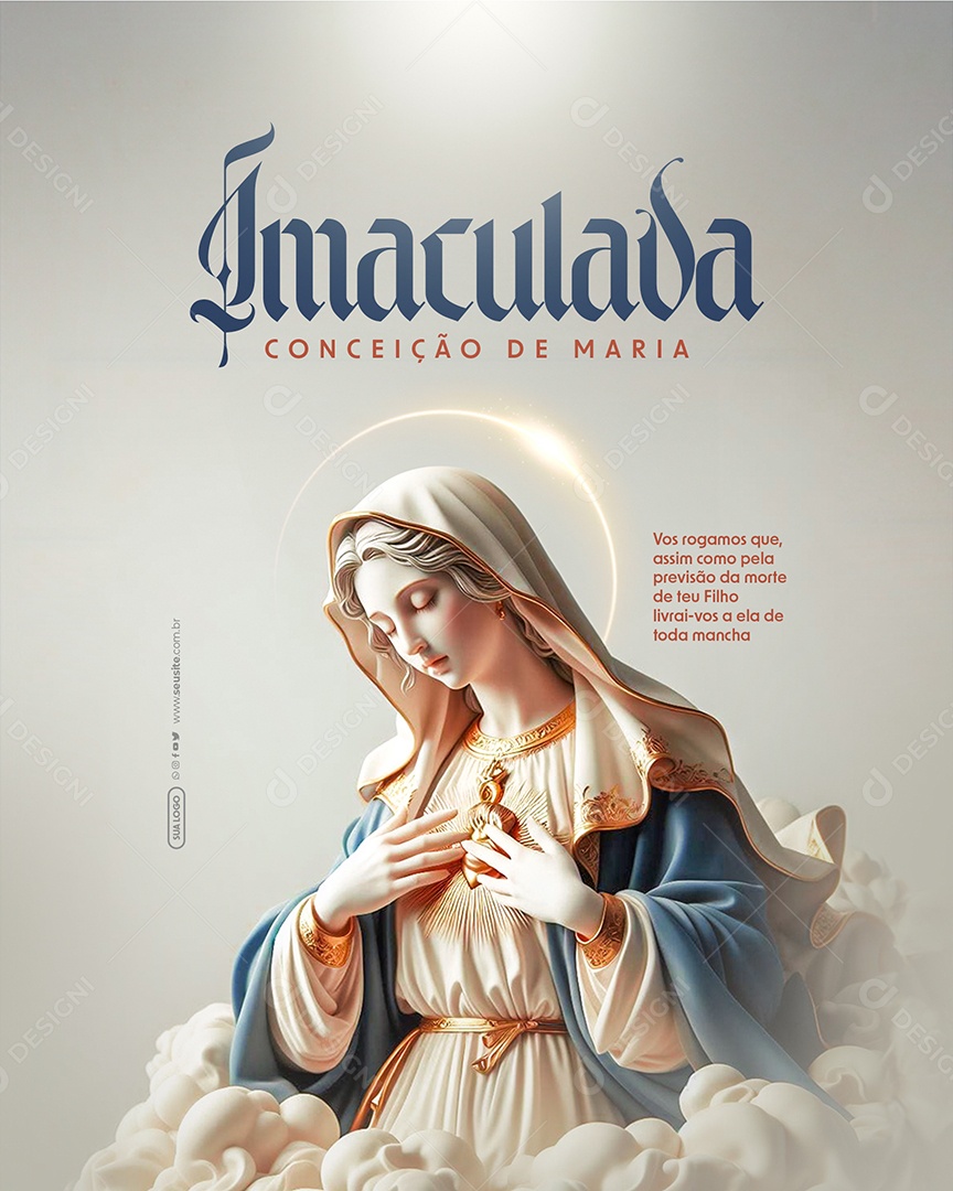 Imaculada Conceição de Maria Vos Rogamos que Assim como Pela Previsão da Morte de teu Filho Social Media PSD Editável