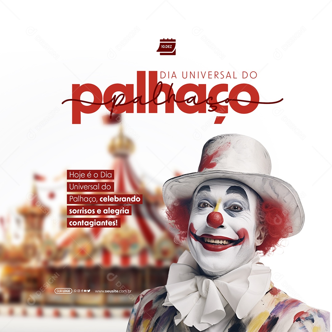 Dia Universal do Palhaço 10 de Dezembro Celebramos Sorrisos e Alegria Contagiante Social Media PSD Editável