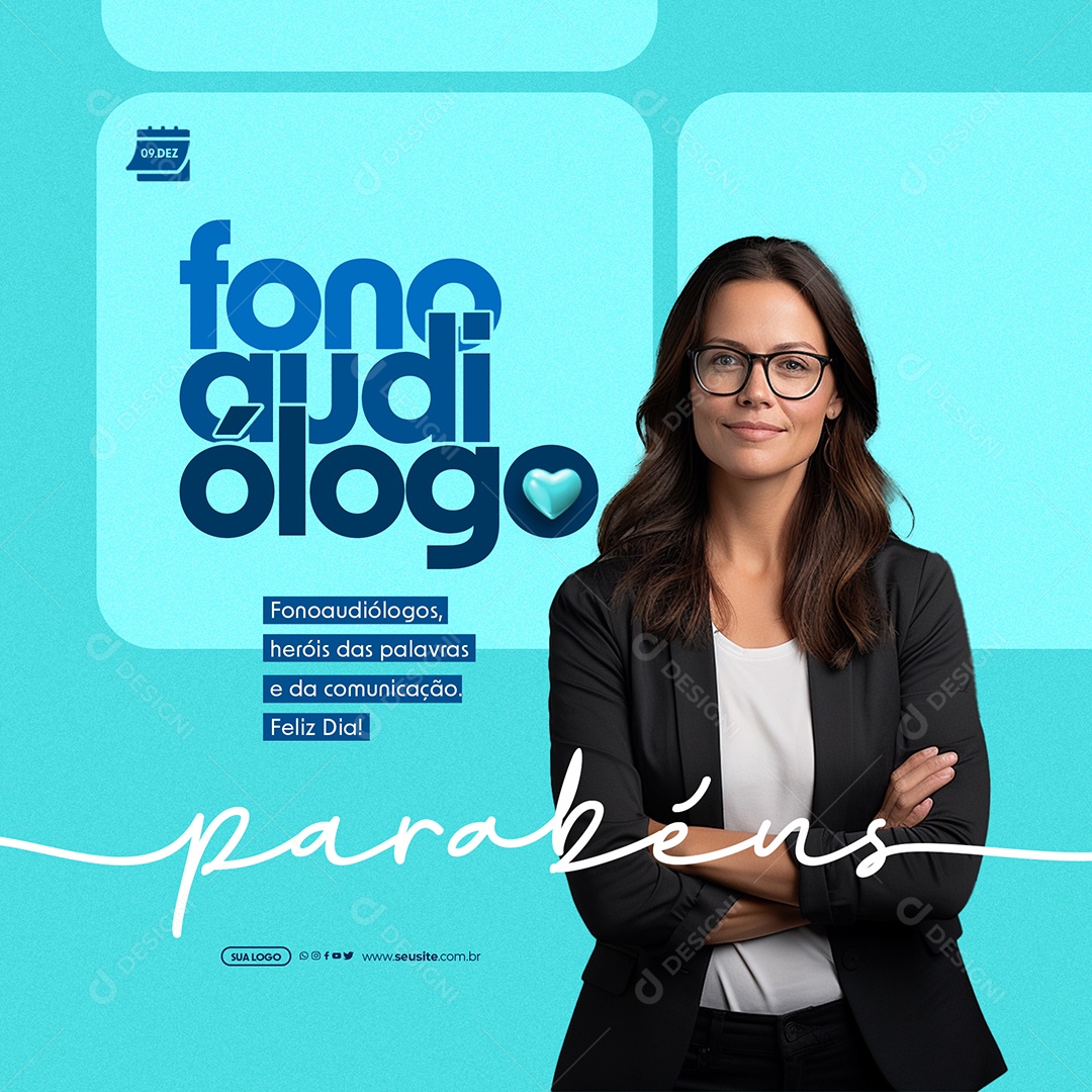 Dia Do Fonoaudiólogo 09 de Dezembro Heróis das Palavras e da Comunicação Social Media PSD Editável