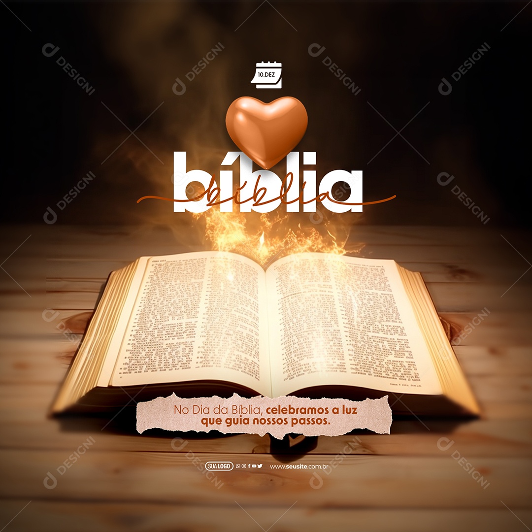Dia da Bíblia 10 de Dezembro Celebramos a Luz que Guia nossos Passos Social Media PSD Editável
