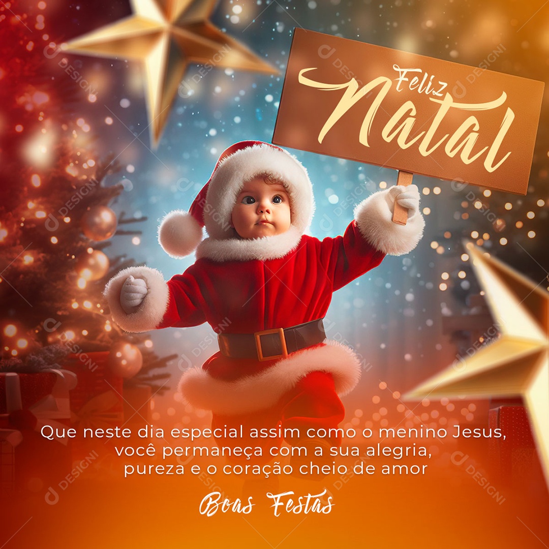 Feed Feliz Natal Coração Cheio De Amor Boas Festas Social Media PSD Editável