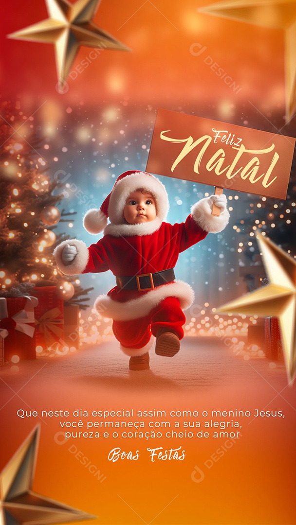 Social Media Story Feliz Natal Boas Festas Cheio De Amor PSD Editável