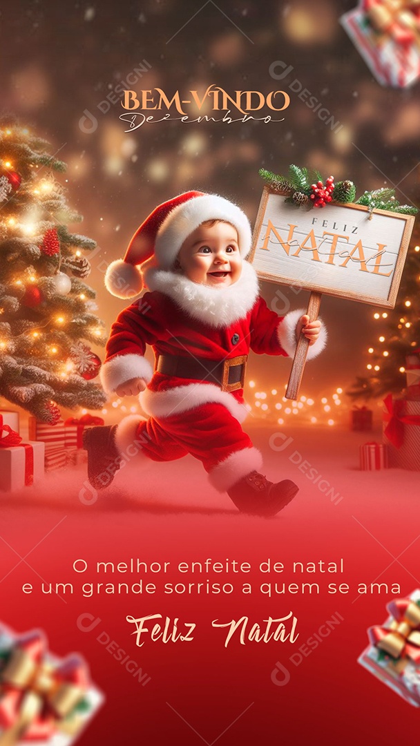 Social Media Story Bem Vindo Dezembro Feliz Natal PSD Editável