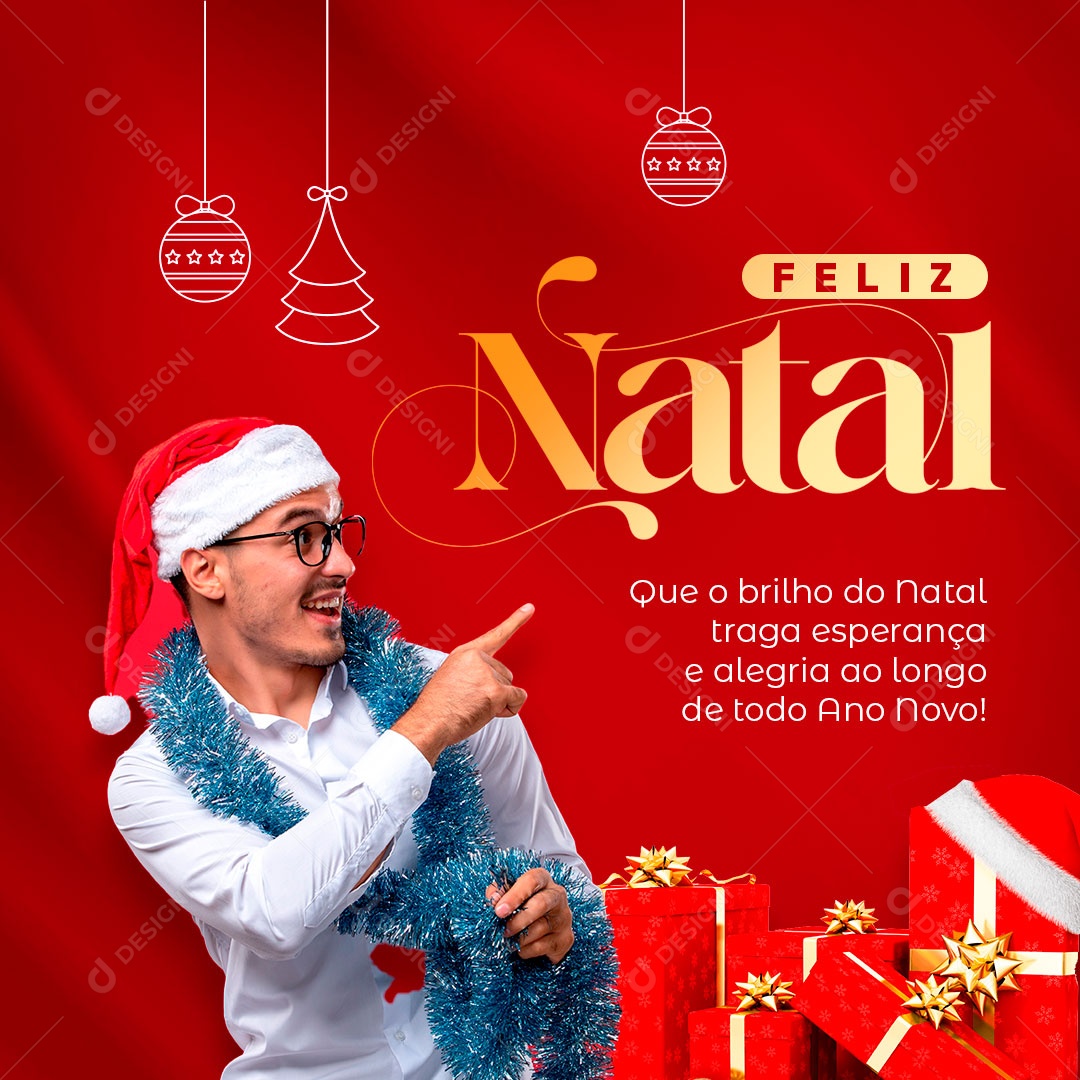 Social Media Feliz Natal Alegria ao Longo De Todo Ano Novo PSD Editável