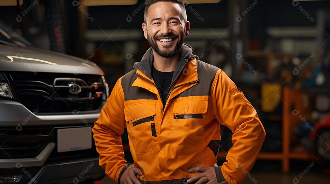 Homem mecânico de automóveis sorridente