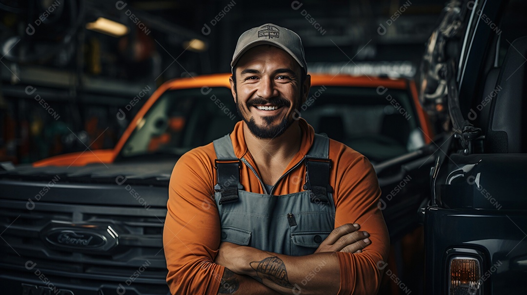 Homem mecânico de automóveis sorridente