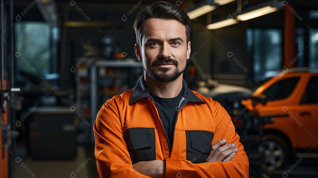 Homem mecânico de automóveis sorridente