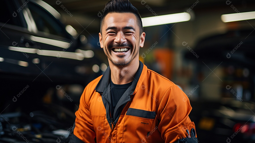 Homem mecânico de automóveis sorridente