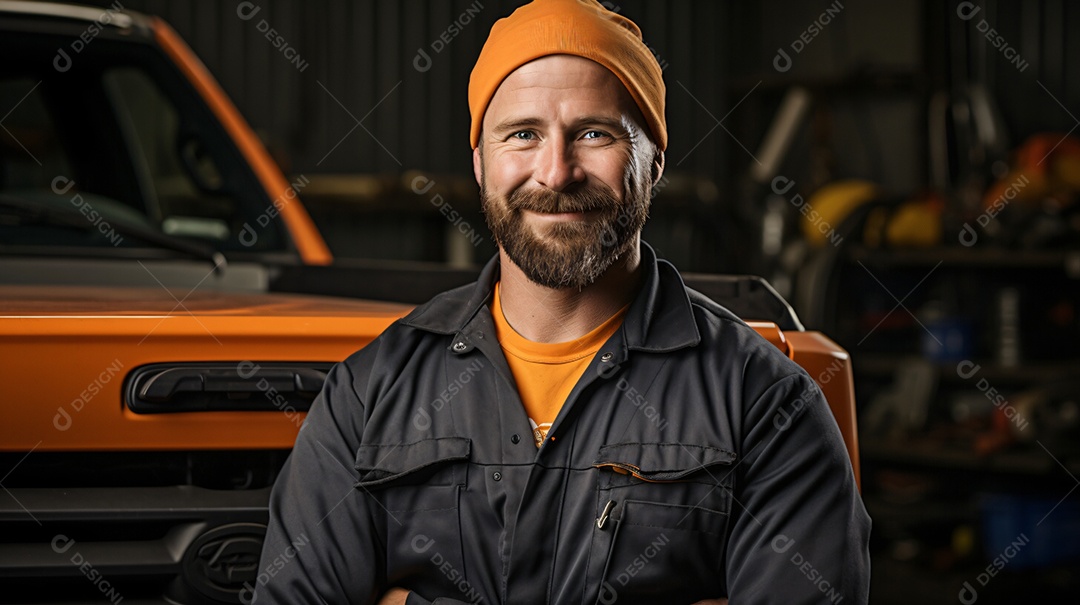 Homem mecânico de automóveis sorridente