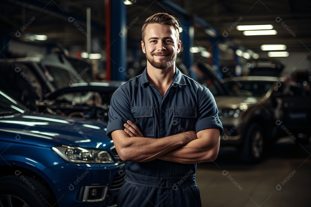 Homem alemão trabalhando como mecânico