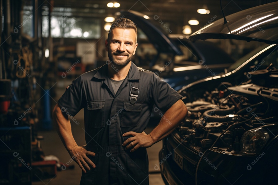Homem alemão trabalhando como mecânico