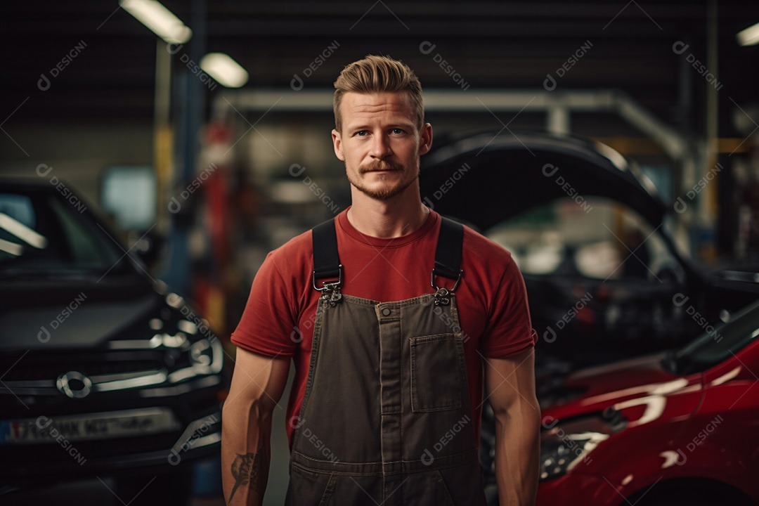 Homem alemão trabalhando como mecânico