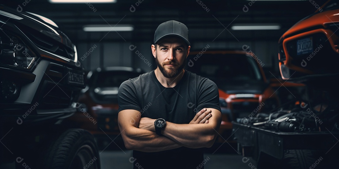 Retrato de um mecânico de automóveis