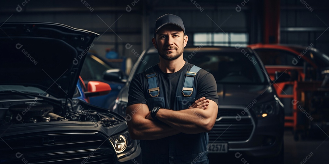 Retrato de um mecânico de automóveis