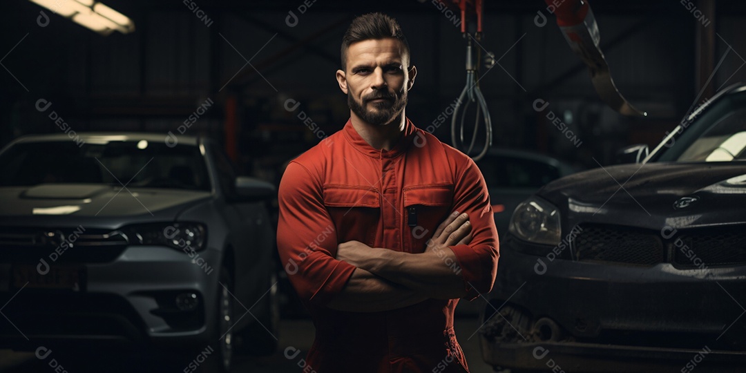 Retrato de um mecânico de automóveis