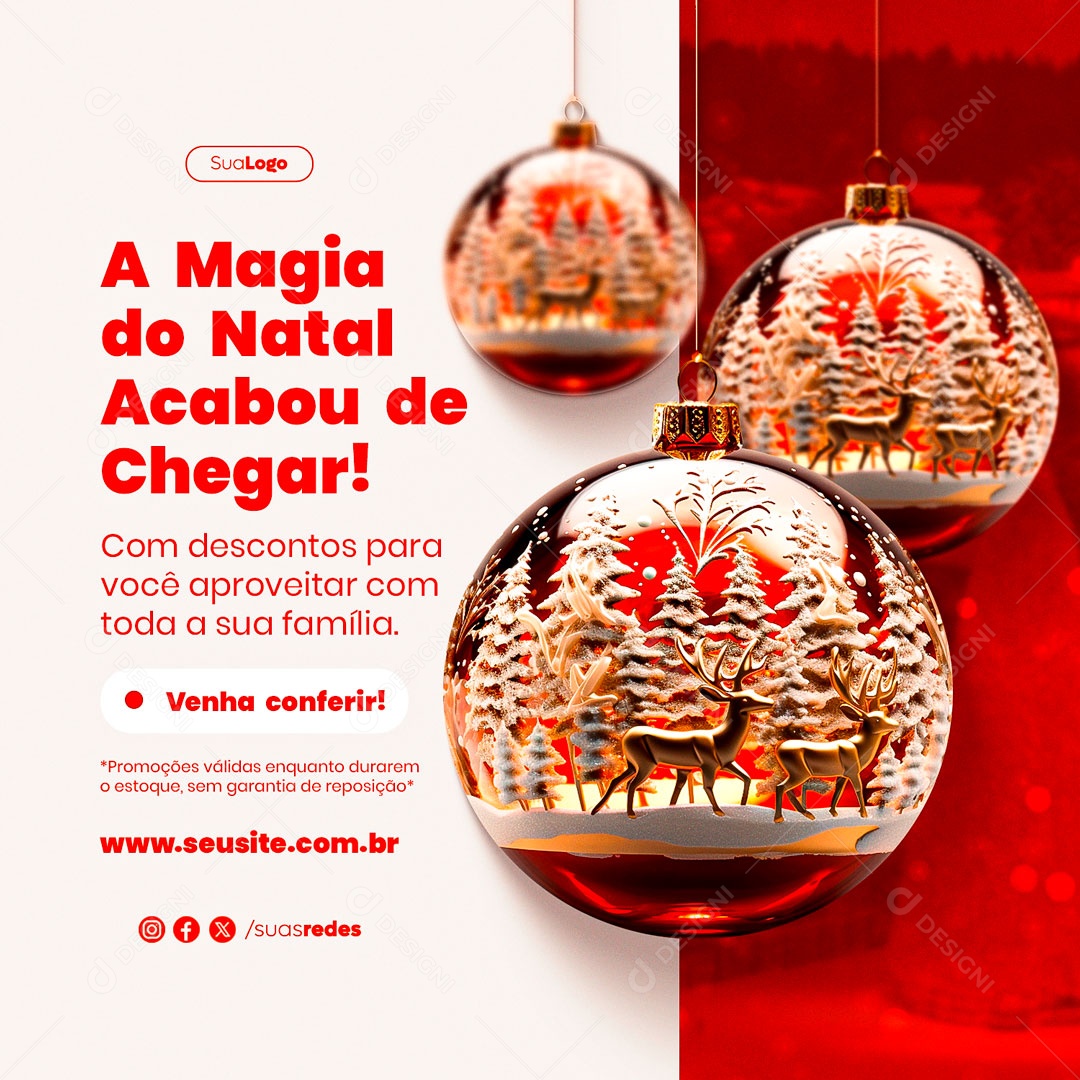 A Magia Do Natal Acabou de Chegar Social Media PSD Editável
