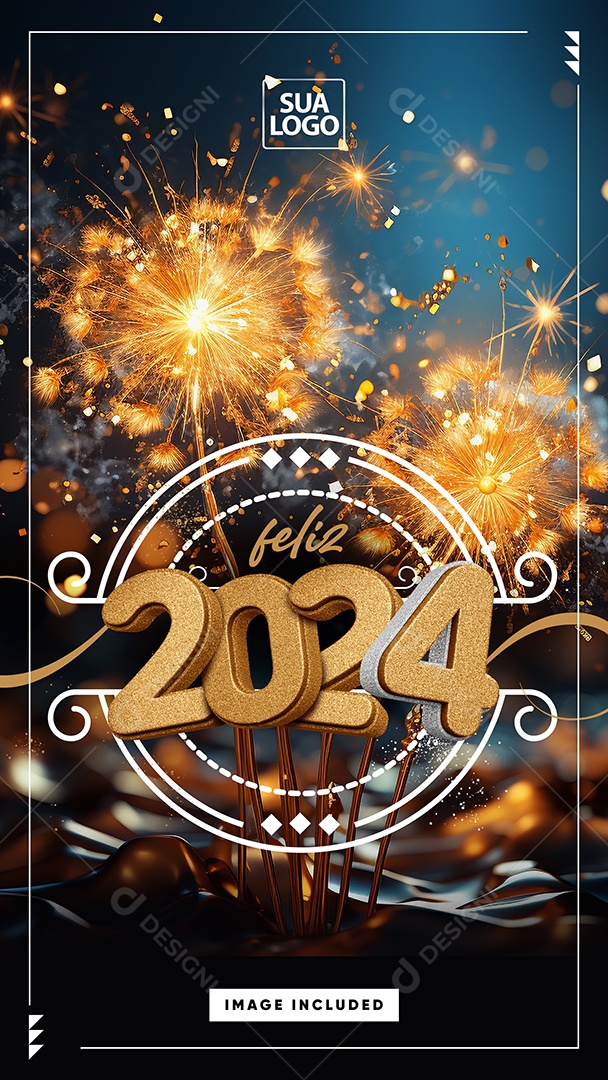 Story Feliz 2024 Ano Novo Social Media PSD Editável