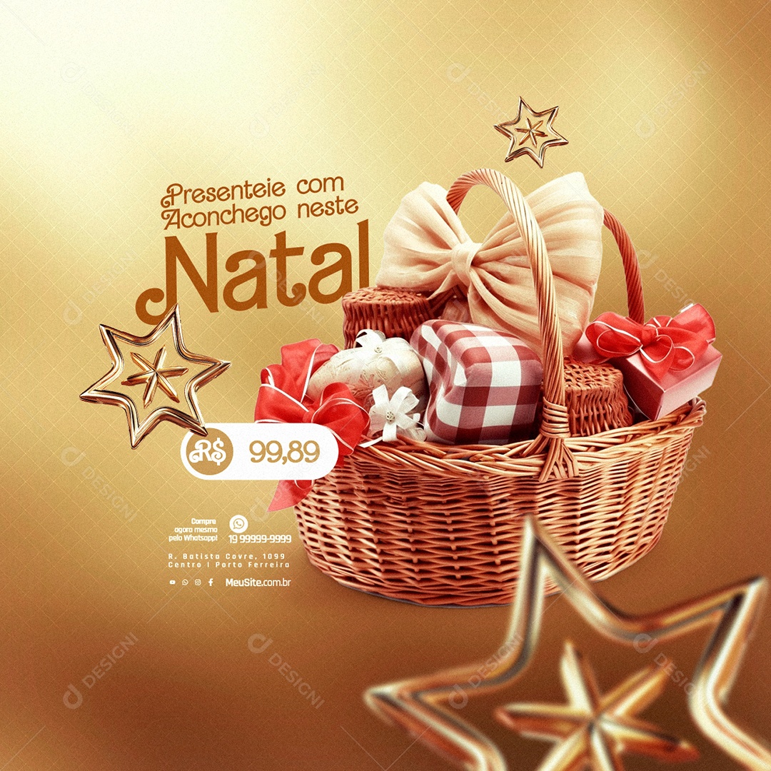 Cesta Especial Doceria Presenteie com Aconchego Neste Natal Social Media PSD Editável