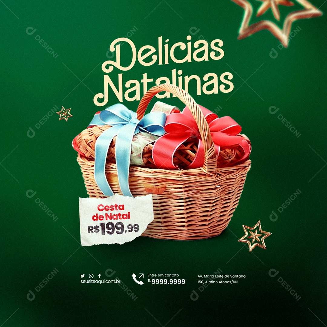 Cesta de Natal Doceria Delícias Natalinas Social Media PSD Editável