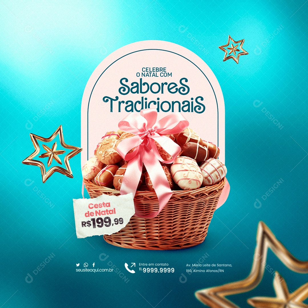 Cesta de Natal Doceria Celebre o Natal com Sabores Tradicionais Social Media PSD Editável