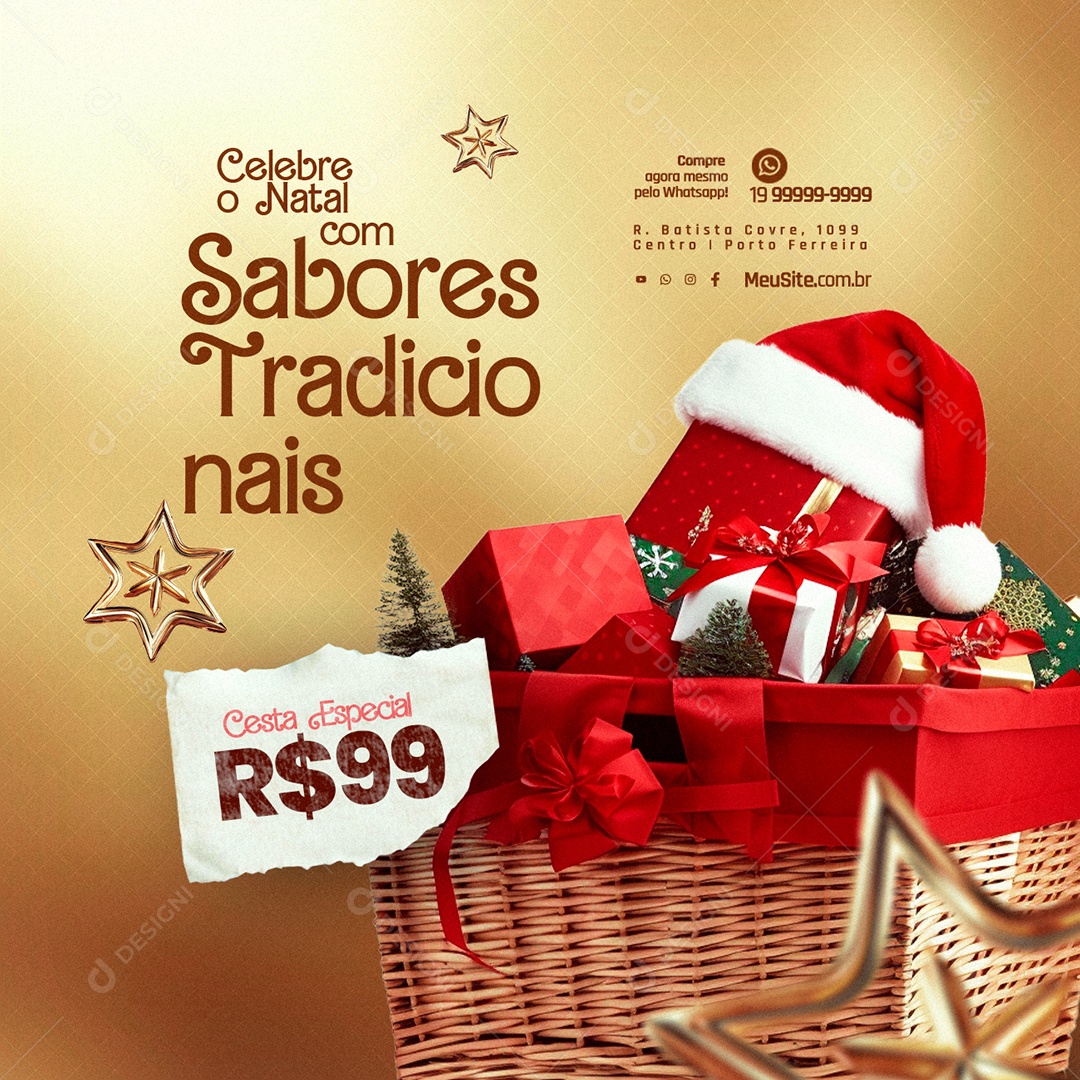 Special Supermarket Basket Celebrate Christmas with Traditional Flavors Editable Social Media PSD