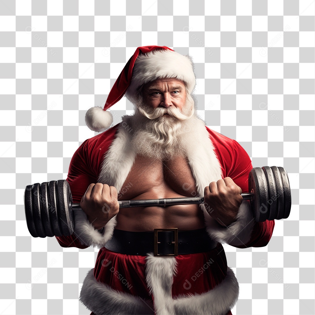 Papai Noel Musculação Academia PNG Transparente