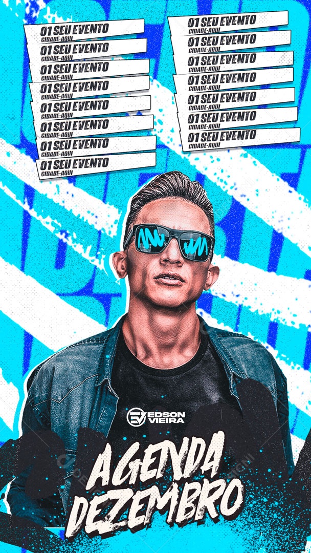 Social Media Flyer Story Edson Vieira Agenda Dezembro PSD Editável