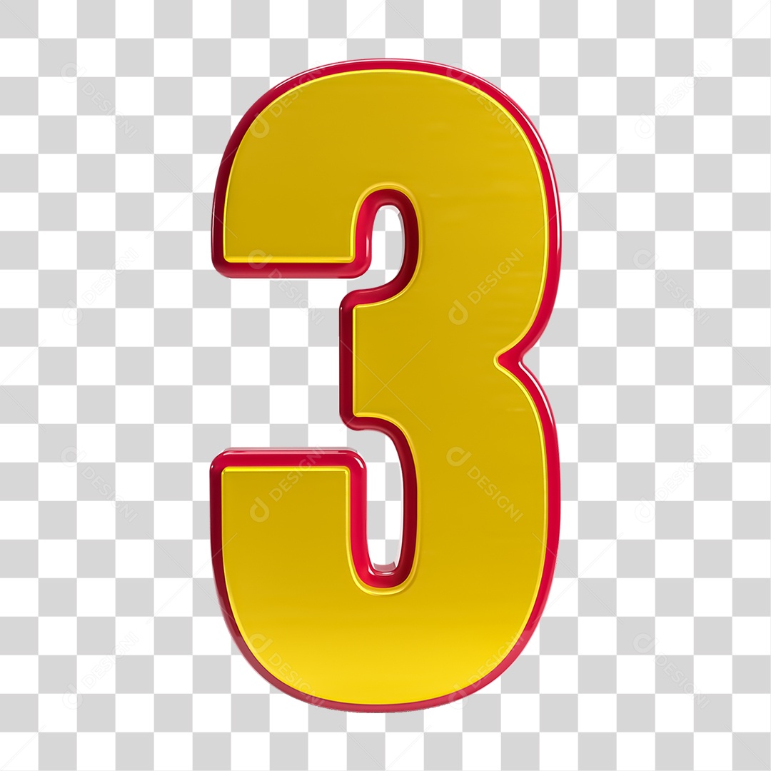 Número 3D 3 Numeração PNG Transparente