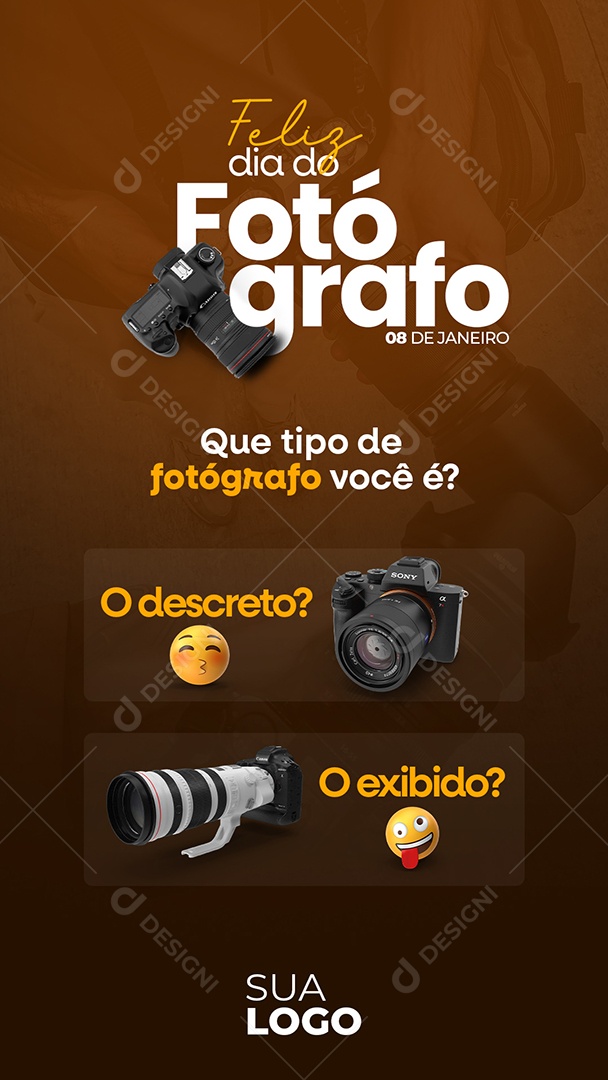 Social Media Story Feliz Dia Do Fotógrafo 08 De Janeiro PSD Editável