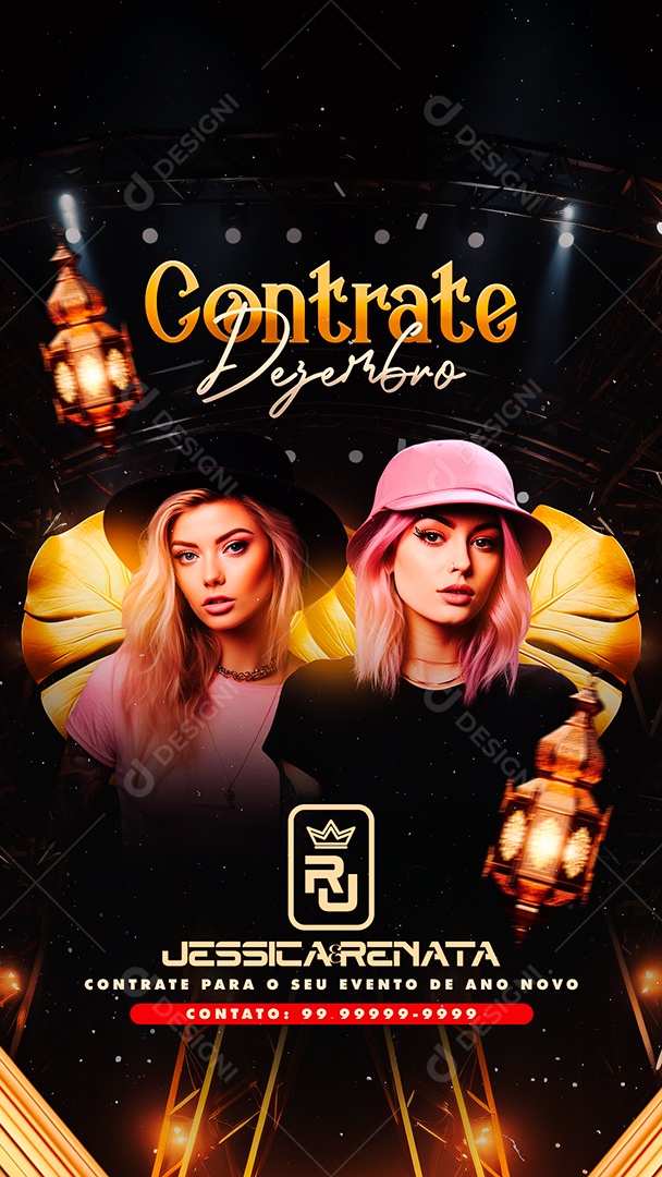 Story Flyer Ano Novo Contrate Dezembro Jessica & Renata Social Media PSD Editável
