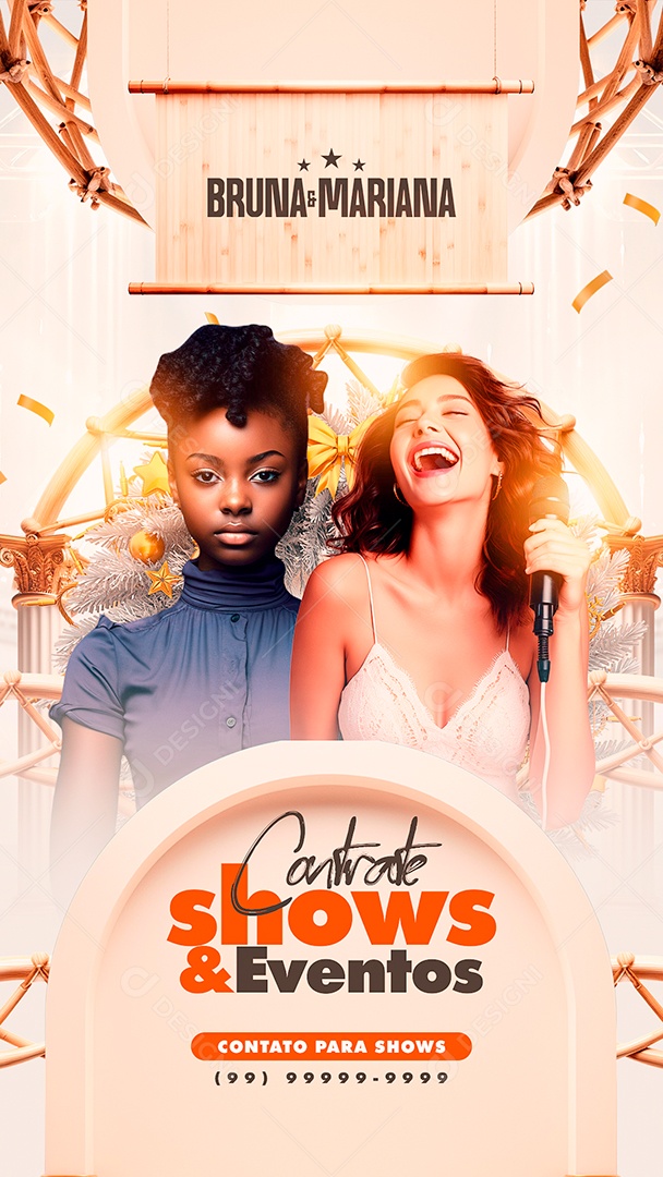 Story Flyer Ano Novo Bruna & Mariana Contrate Shows & Eventos Social Media PSD Editável