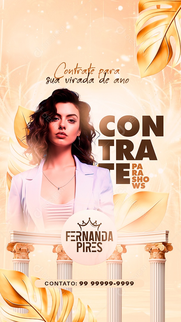 Story Flyer Ano Novo Fernanda Pires Contrate para Sua Virada de Ano Contrate para Shows Social Media PSD Editável