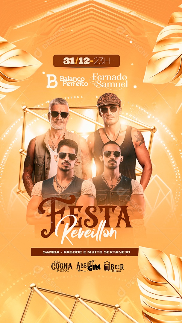 Story Flyer Festa Réveillon Balanço Perfeito Fernado & Samuel Social Media PSD Editável