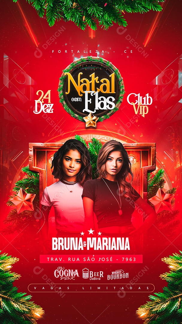 Story Flyer Natal com Elas Bruna & Mariana Social Media PSD Editável