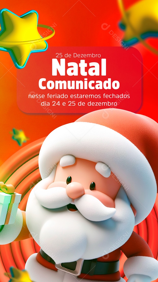 Social Media Story Natal Comunicado 25 De Dezembro PSD Editável
