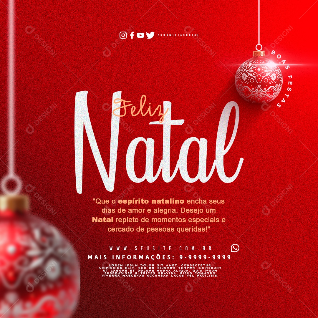 Feed Feliz Natal que o Espírito Natalino Encha Seus Dias de Amor e Alegria Social Media PSD Editável
