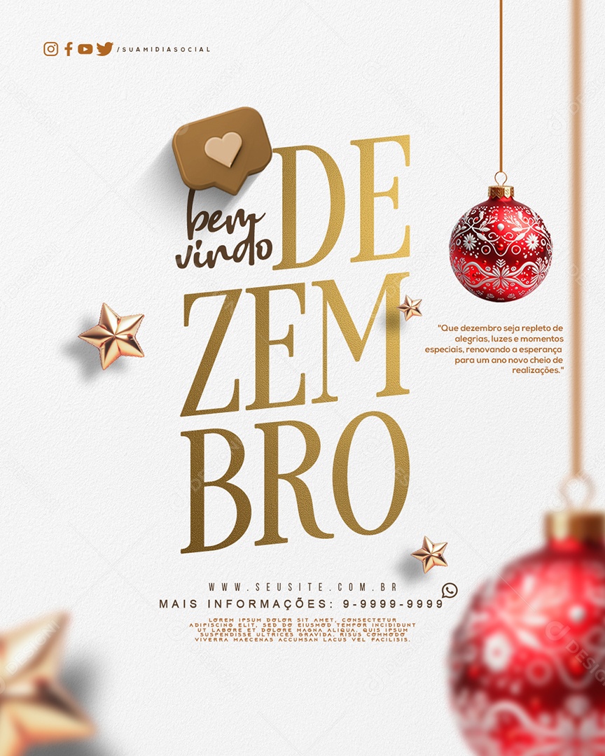 Bem Vindo Dezembro Seja Repleto de Alegria Luzes e Momentos Específicos Social Media PSD Editáve